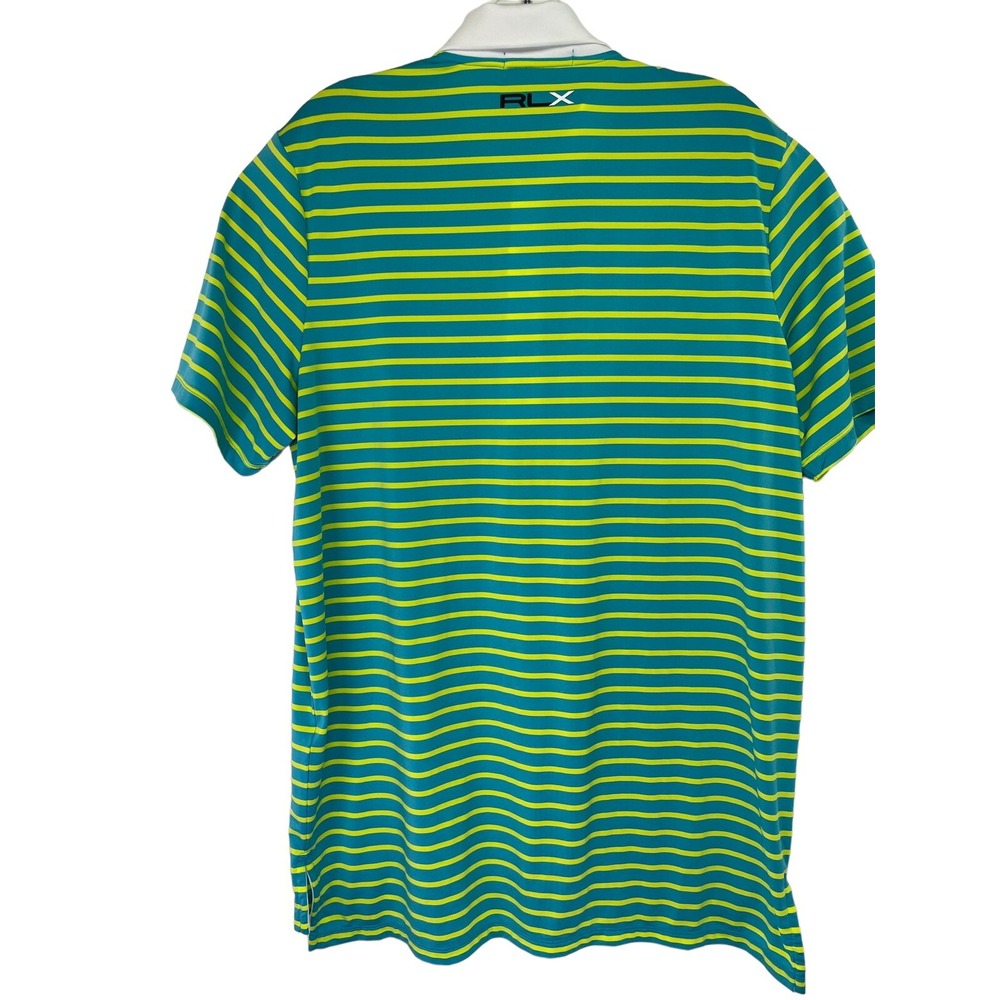 RLX Ralph Lauren Round Hill CC Mens Large Green/Yellow Striped Golf Polo (BB19) - Picture 5 of 6